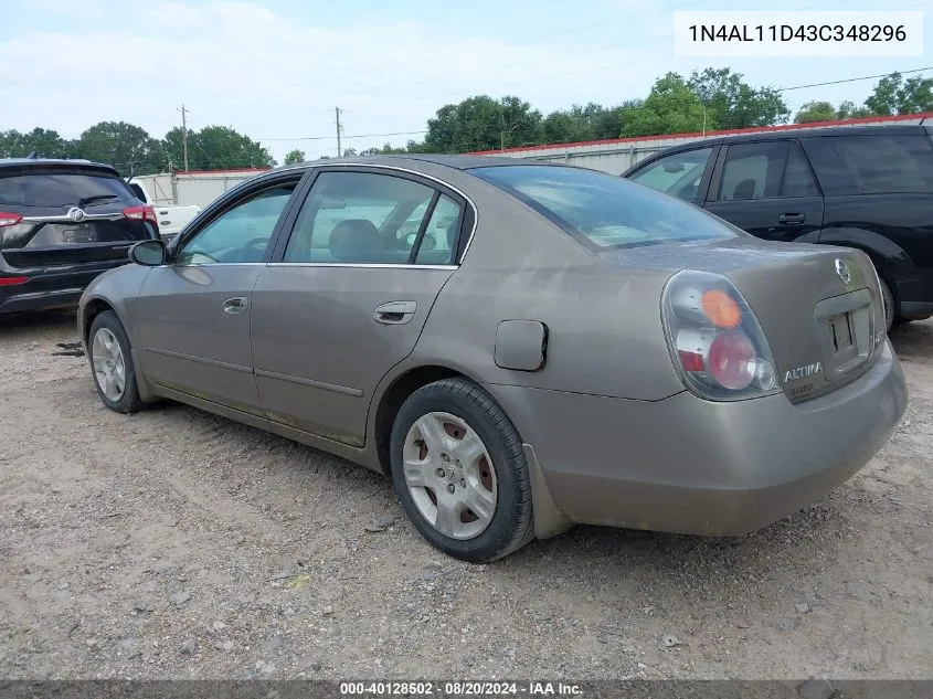 2003 Nissan Altima 2.5 S VIN: 1N4AL11D43C348296 Lot: 40128502