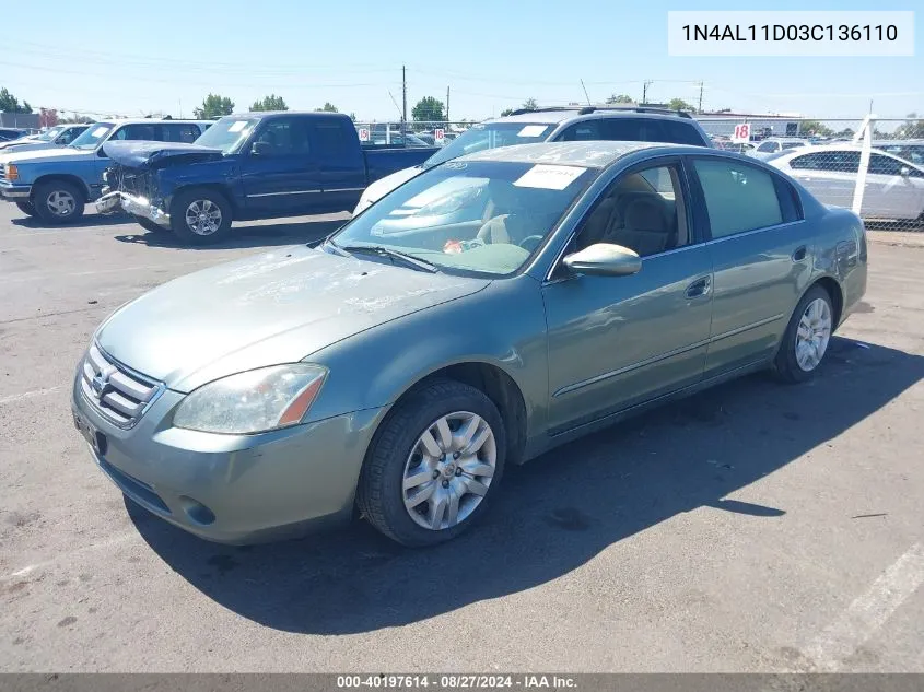 2003 Nissan Altima 2.5 S VIN: 1N4AL11D03C136110 Lot: 40197614