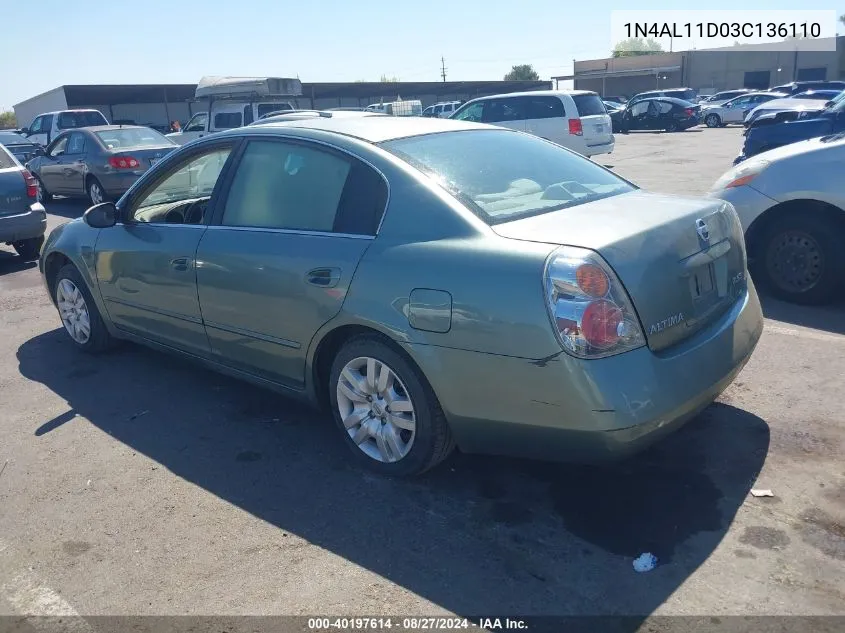 1N4AL11D03C136110 2003 Nissan Altima 2.5 S