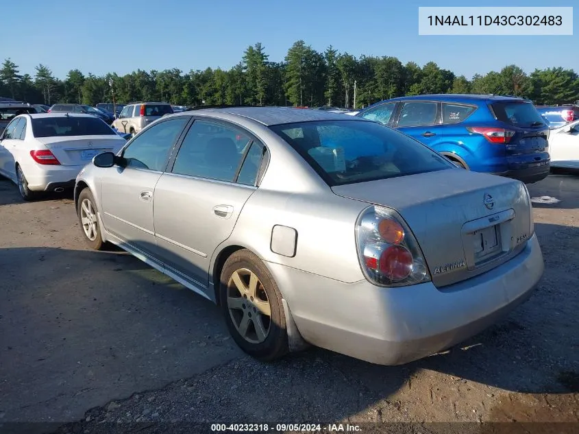 2003 Nissan Altima S/Sl VIN: 1N4AL11D43C302483 Lot: 40232318