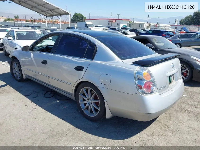 2003 Nissan Altima S/Sl VIN: 1N4AL11DX3C113126 Lot: 40311298