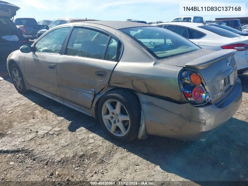 2003 Nissan Altima 3.5 Se VIN: 1N4BL11D83C137168 Lot: 40820981