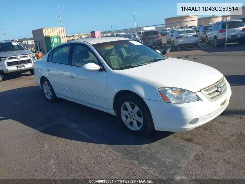 2003 Nissan Altima 2.5 S VIN: 1N4AL11D43C259814 Lot: 40895331