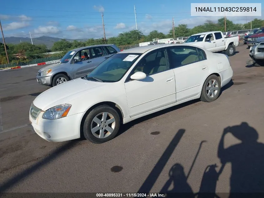 2003 Nissan Altima 2.5 S VIN: 1N4AL11D43C259814 Lot: 40895331