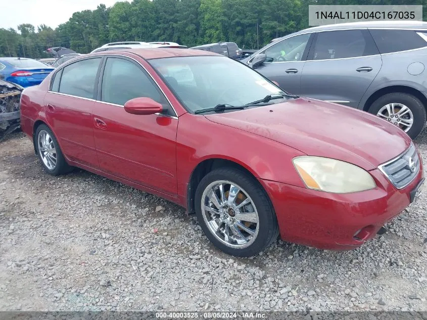 2004 Nissan Altima 2.5 S VIN: 1N4AL11D04C167035 Lot: 40003528