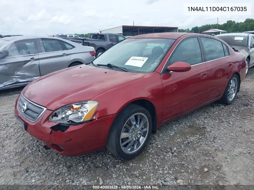 2004 Nissan Altima 2.5 S VIN: 1N4AL11D04C167035 Lot: 40003528