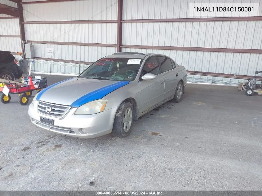 2004 Nissan Altima 2.5 Sl VIN: 1N4AL11D84C150001 Lot: 40036514