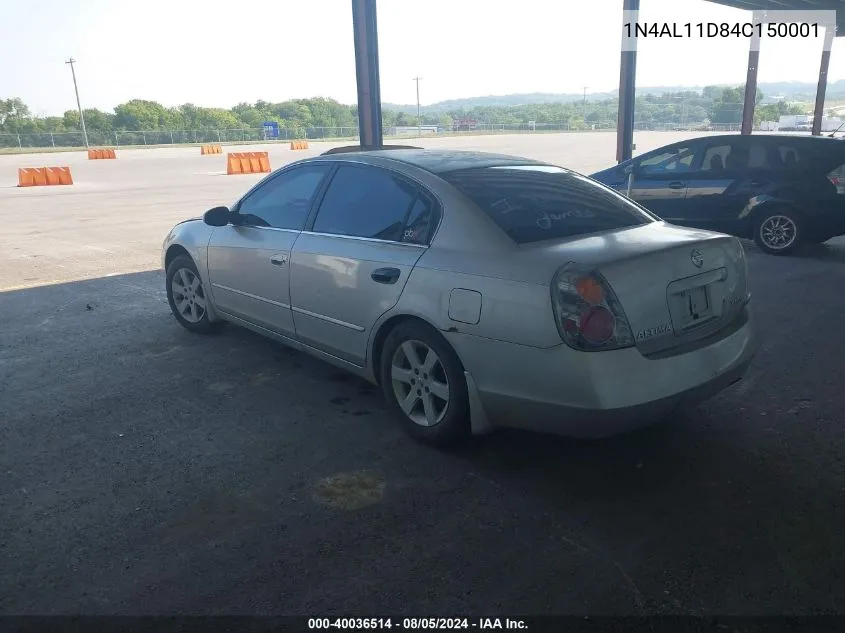 2004 Nissan Altima 2.5 Sl VIN: 1N4AL11D84C150001 Lot: 40036514