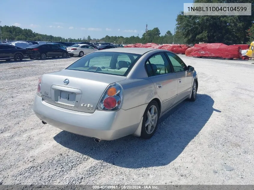 2004 Nissan Altima Se VIN: 1N4BL11D04C104599 Lot: 40149961