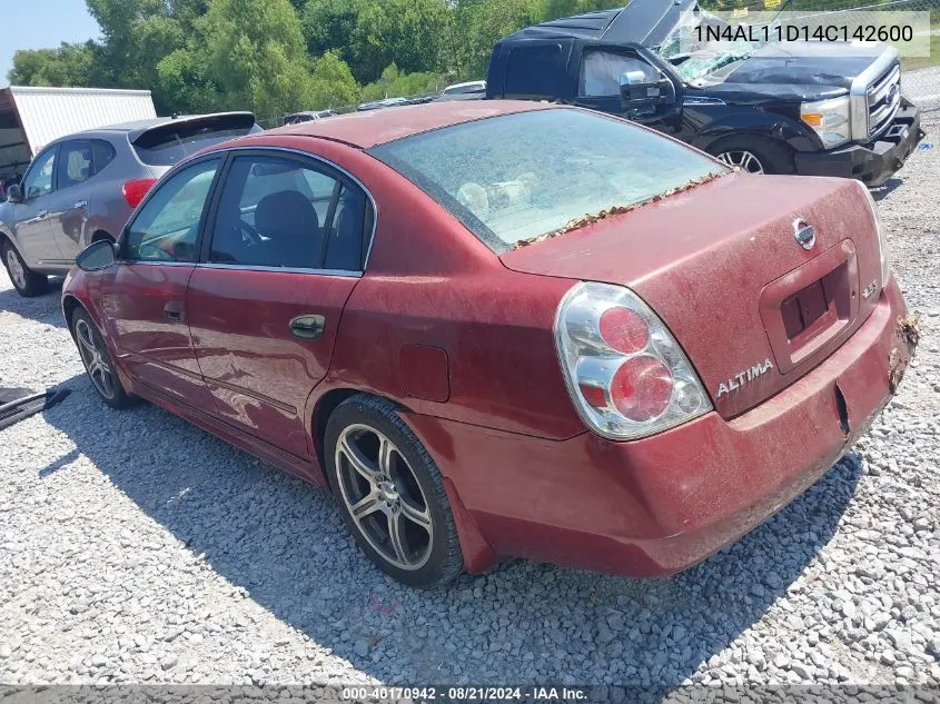 2004 Nissan Altima 2.5 S VIN: 1N4AL11D14C142600 Lot: 40170942