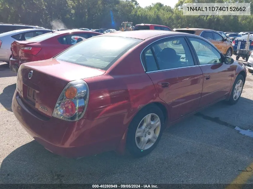 2004 Nissan Altima 2.5 S VIN: 1N4AL11D74C152662 Lot: 40280949