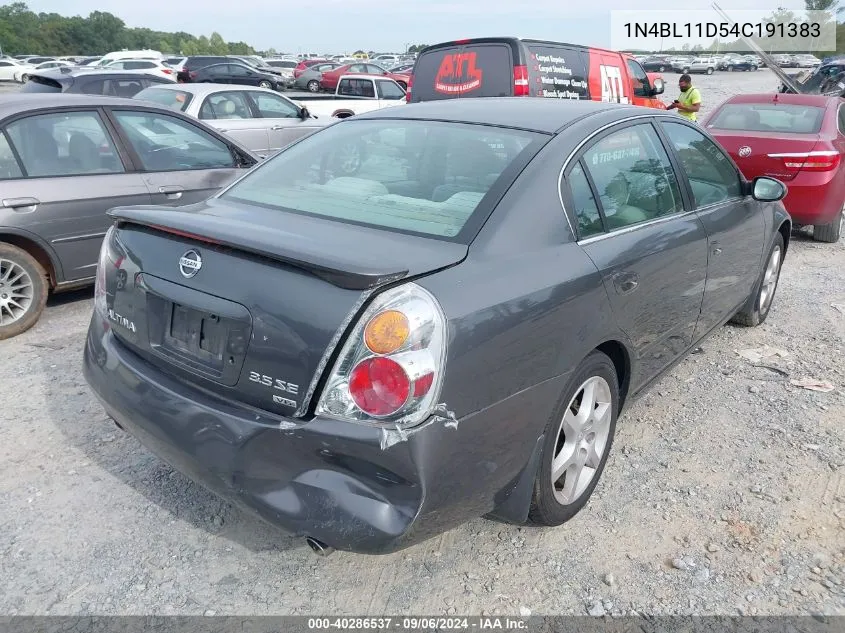 2004 Nissan Altima 3.5 Se VIN: 1N4BL11D54C191383 Lot: 40286537