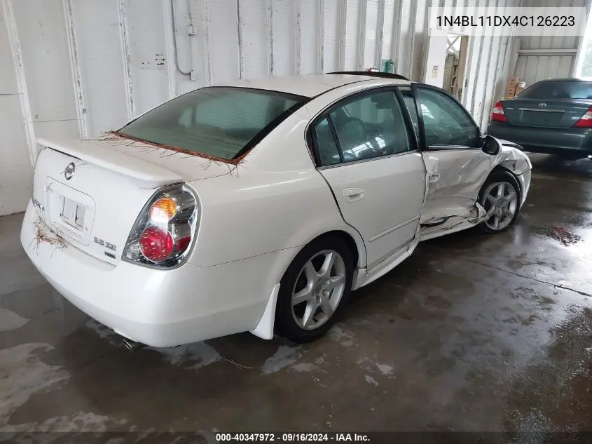 2004 Nissan Altima 3.5 Se VIN: 1N4BL11DX4C126223 Lot: 40347972