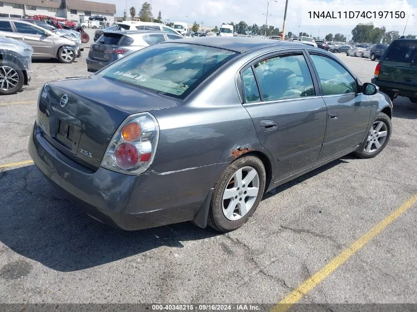 2004 Nissan Altima S/Sl VIN: 1N4AL11D74C197150 Lot: 40348215