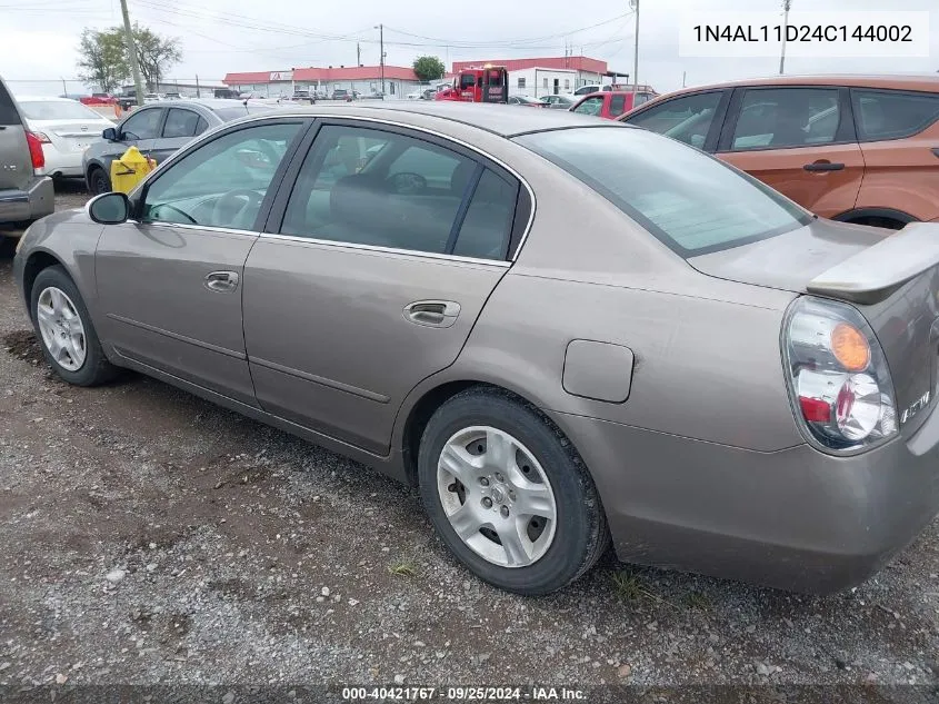 2004 Nissan Altima 2.5 S VIN: 1N4AL11D24C144002 Lot: 40421767