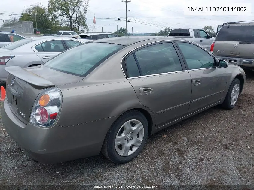 2004 Nissan Altima 2.5 S VIN: 1N4AL11D24C144002 Lot: 40421767