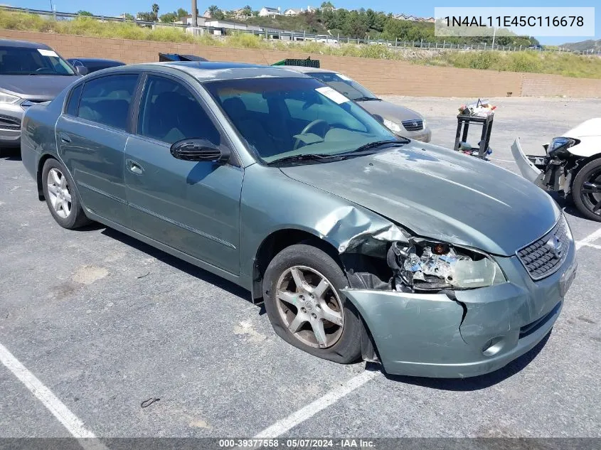 2005 Nissan Altima 2.5 S VIN: 1N4AL11E45C116678 Lot: 39377558