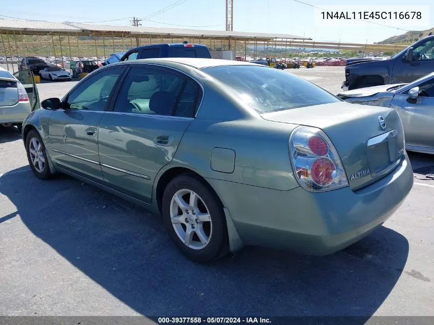 2005 Nissan Altima 2.5 S VIN: 1N4AL11E45C116678 Lot: 39377558