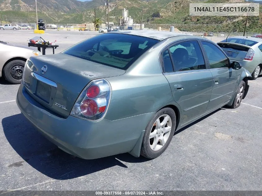 2005 Nissan Altima 2.5 S VIN: 1N4AL11E45C116678 Lot: 39377558