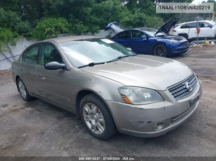 2005 Nissan Altima 2.5 S VIN: 1N4AL11D85N420219 Lot: 39815237