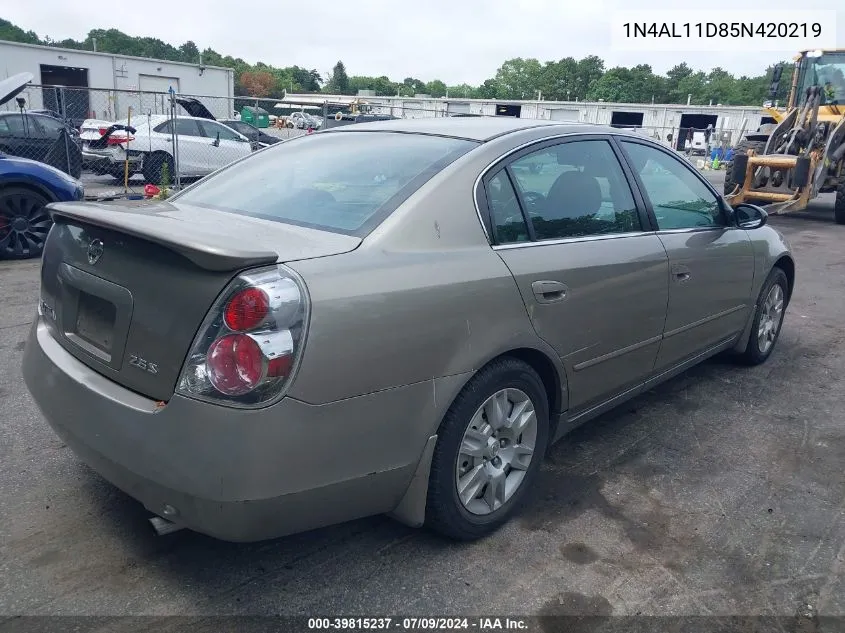 2005 Nissan Altima 2.5 S VIN: 1N4AL11D85N420219 Lot: 39815237