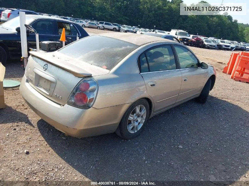 2005 Nissan Altima 2.5 S VIN: 1N4AL11D25C371725 Lot: 40038761