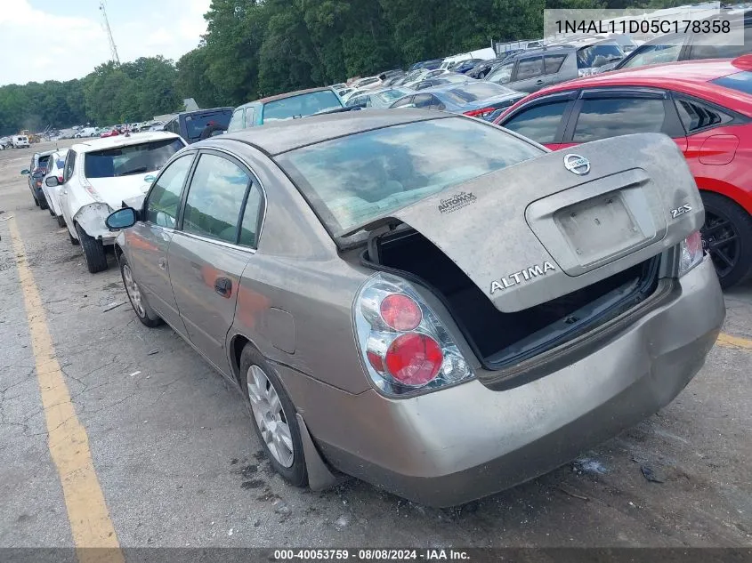 2005 Nissan Altima 2.5 S VIN: 1N4AL11D05C178358 Lot: 40053759