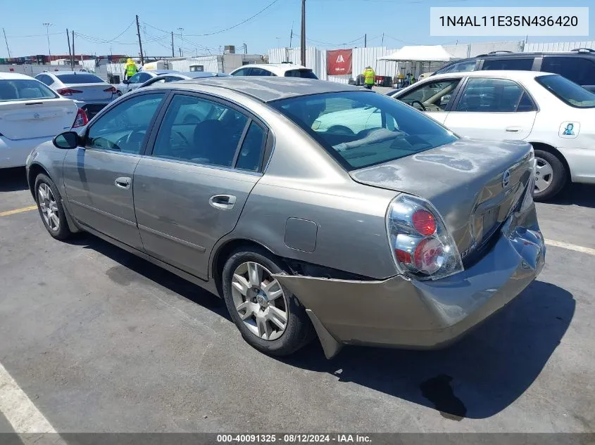 2005 Nissan Altima 2.5 S VIN: 1N4AL11E35N436420 Lot: 40091325