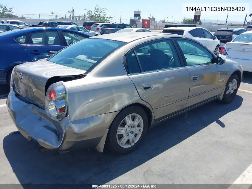 2005 Nissan Altima 2.5 S VIN: 1N4AL11E35N436420 Lot: 40091325