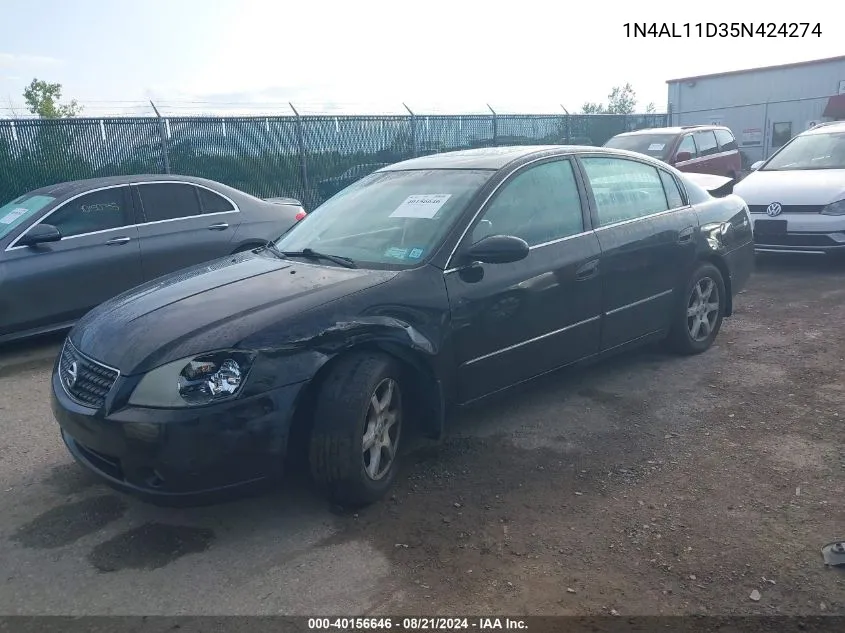 2005 Nissan Altima S/Sl VIN: 1N4AL11D35N424274 Lot: 40156646