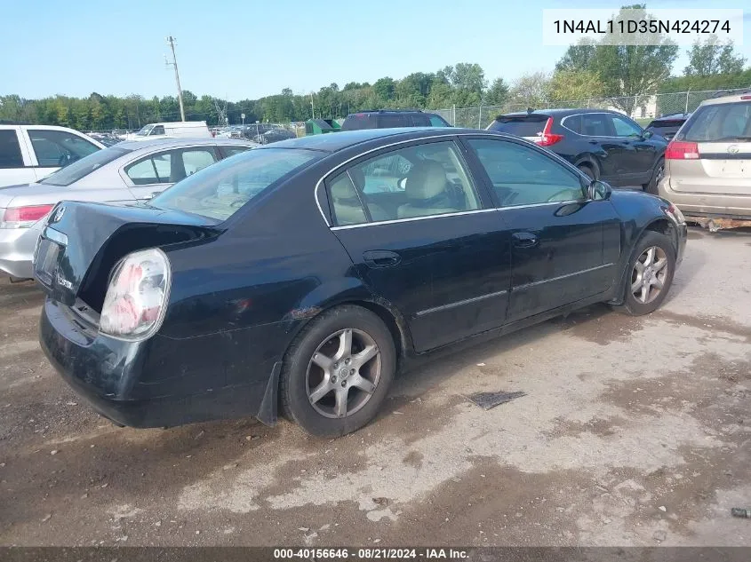 2005 Nissan Altima S/Sl VIN: 1N4AL11D35N424274 Lot: 40156646