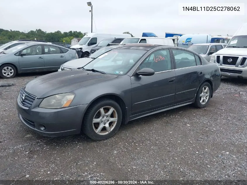 2005 Nissan Altima 3.5 Sl VIN: 1N4BL11D25C278062 Lot: 40206286