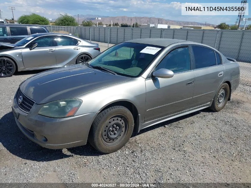 2005 Nissan Altima 2.5 S VIN: 1N4AL11D45N435560 Lot: 40243527