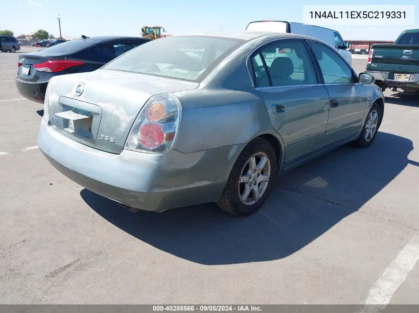 2005 Nissan Altima 2.5 S VIN: 1N4AL11EX5C219331 Lot: 40258566