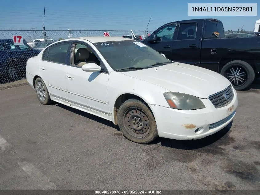 2005 Nissan Altima 2.5 S VIN: 1N4AL11D65N927801 Lot: 40278978