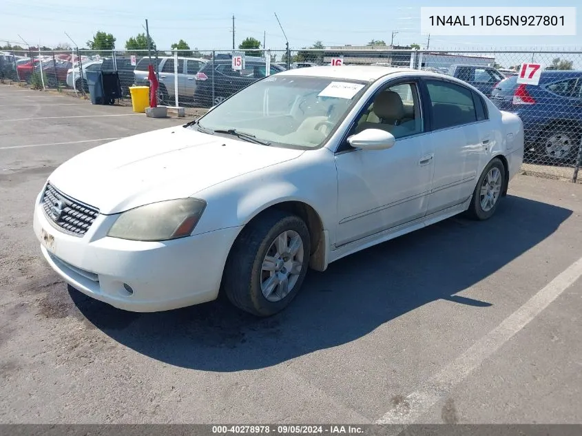 2005 Nissan Altima 2.5 S VIN: 1N4AL11D65N927801 Lot: 40278978