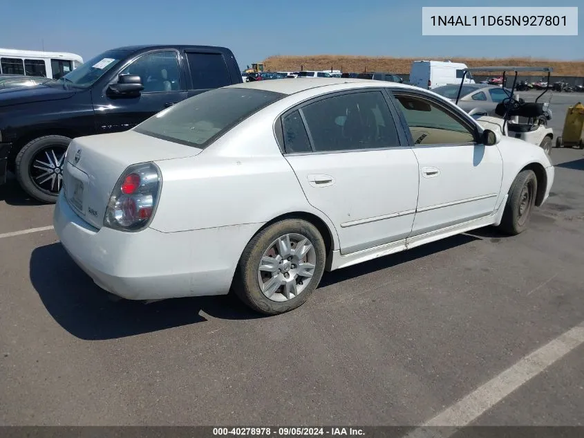 2005 Nissan Altima 2.5 S VIN: 1N4AL11D65N927801 Lot: 40278978