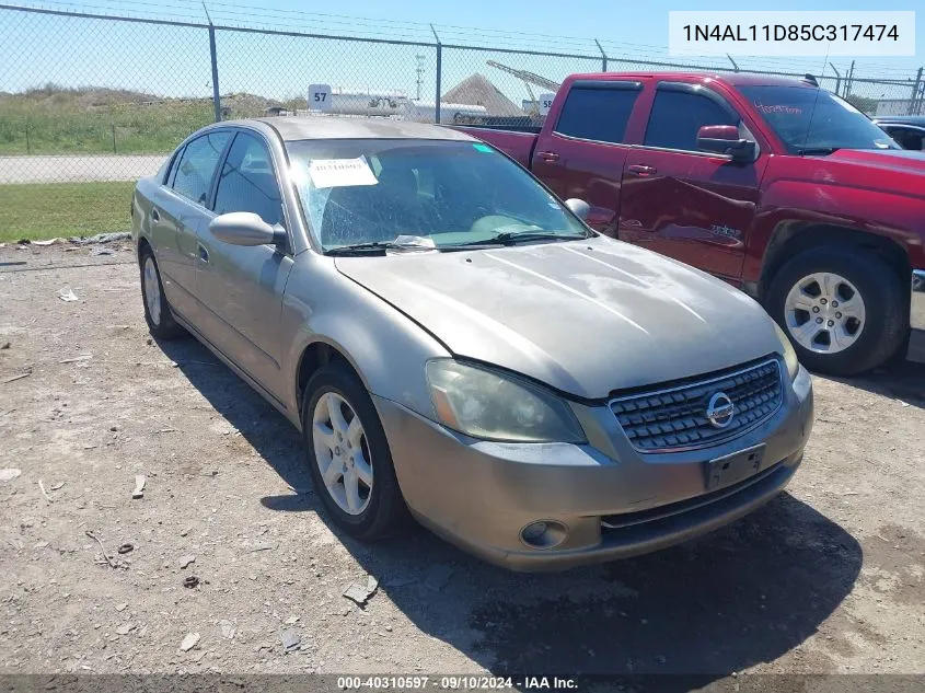 2005 Nissan Altima S/Sl VIN: 1N4AL11D85C317474 Lot: 40310597