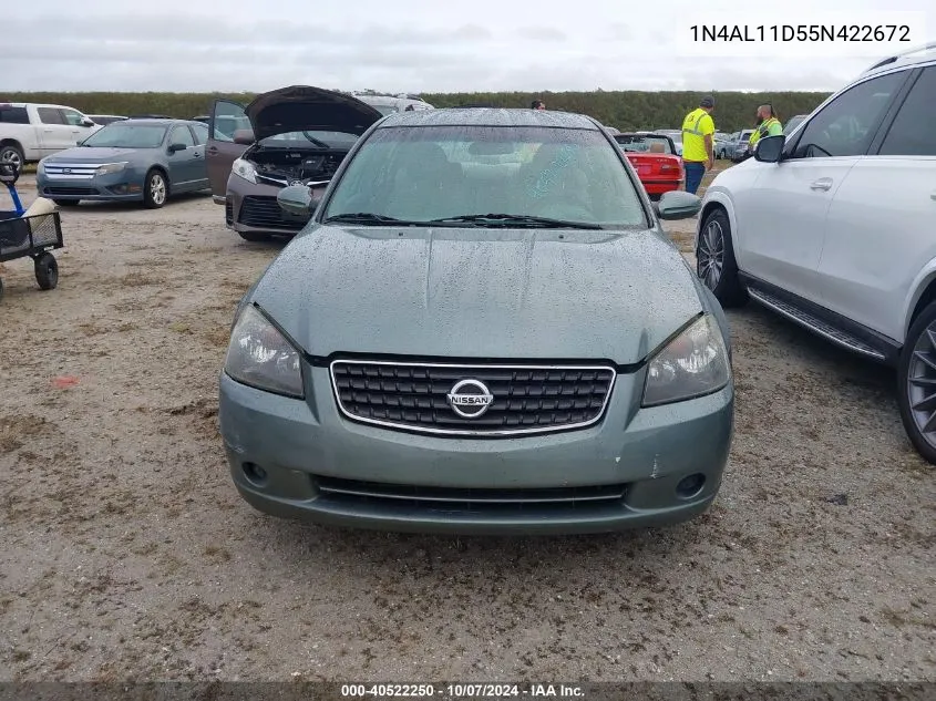 2005 Nissan Altima S/Sl VIN: 1N4AL11D55N422672 Lot: 40522250