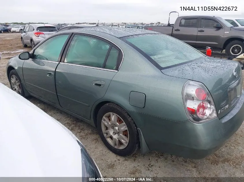 2005 Nissan Altima S/Sl VIN: 1N4AL11D55N422672 Lot: 40522250