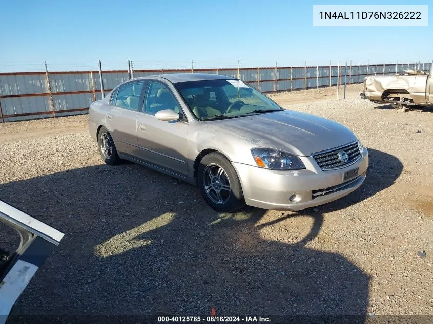 2006 Nissan Altima 2.5 S VIN: 1N4AL11D76N326222 Lot: 40125785