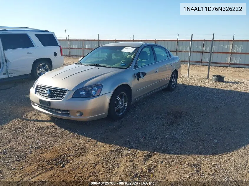 2006 Nissan Altima 2.5 S VIN: 1N4AL11D76N326222 Lot: 40125785