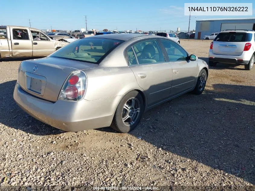 2006 Nissan Altima 2.5 S VIN: 1N4AL11D76N326222 Lot: 40125785