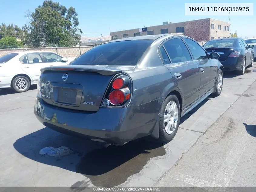 2006 Nissan Altima 2.5 S VIN: 1N4AL11D46N356925 Lot: 40207590