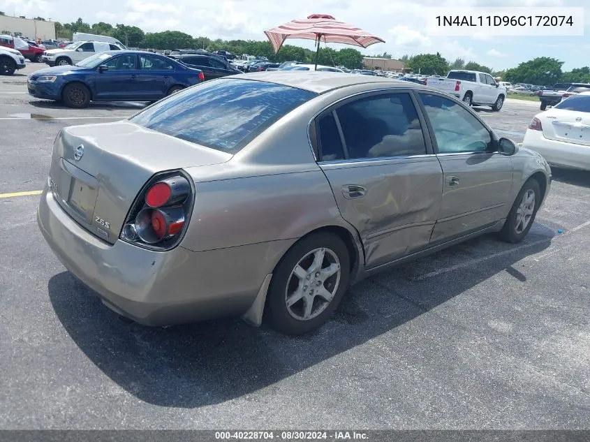 2006 Nissan Altima 2.5 S VIN: 1N4AL11D96C172074 Lot: 40228704