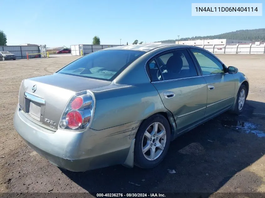 2006 Nissan Altima 2.5 S VIN: 1N4AL11D06N404114 Lot: 40236276