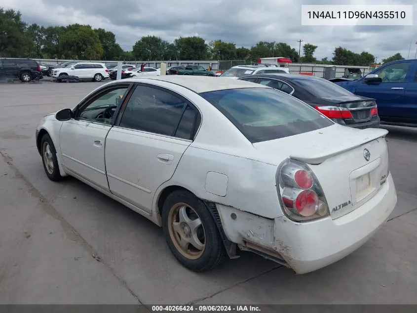 2006 Nissan Altima 2.5 S VIN: 1N4AL11D96N435510 Lot: 40266424