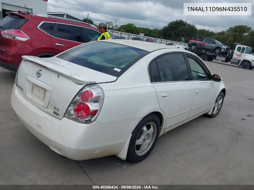 2006 Nissan Altima 2.5 S VIN: 1N4AL11D96N435510 Lot: 40266424