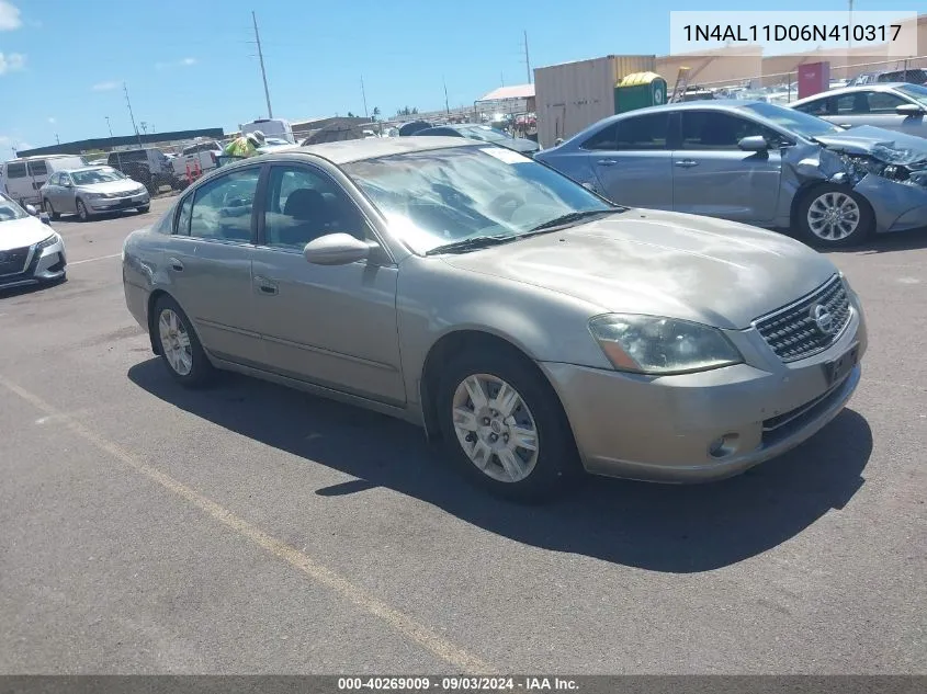 2006 Nissan Altima 2.5 S VIN: 1N4AL11D06N410317 Lot: 40269009