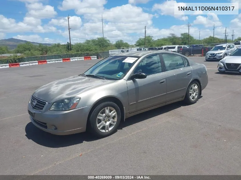 2006 Nissan Altima 2.5 S VIN: 1N4AL11D06N410317 Lot: 40269009